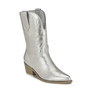 Nine West Women's Yodown Western Boots Silver Size 9 NWOB